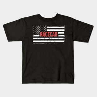 American Flag | Racecar Car Racing Kids T-Shirt